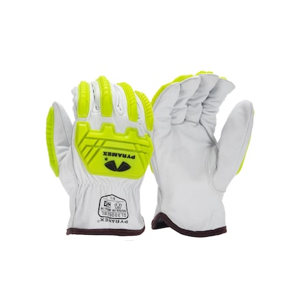 Pyramex Leather Drivers Gloves, Grain Goatskin, Slip-On, Keystone Thumb, Gunn Cut, White, XL 1 PR GL3006CKBXL